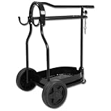 RL24 - Sattelwagen Stall Carry Basket von Waldhausen – mit Korb, Sattelhalter & 2 Haken – platzsparend zusammenklappbar & leicht schiebbar – Sattelcaddy in Schwarz – 15,5 kg – 93 cm (Höhe)
