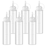 6 Stück 240 ml Squeeze Flasche, Quetschflasche, Plastik Saucenflasche mit Kappe, Squeeze Condiment Flaschen, Dosierflasche für Mayonnaise Soßen Olivenöl Malen Pigment Ketchup Spender Flasche