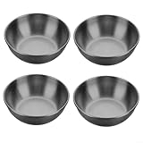 Jotekonoby Dip-Schüssel-Set, Edelstahl, Saucenschalen für Gewürze, Snacks, Nüsse, kleine Metall-Untertassen, Vorspeisenteller, Küche, Esszimmer, Servierzubehör, 8,2 x 8,2 x 2,8 cm (schwarz), 4 Stück
