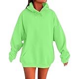 Shffuw Hoodie Damen Einfarbig Kapuzenpullover Sweatshirt Pullover Langarmshirt Rundhalsausschnitt Oversize Übergroße Fleece Bequem Lässig Trendig Herbst Winter 2024 2025 Teenager Mädchen Oberteile