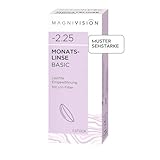 MAGNIVISION Monatslinse Basic weiche Kontaktlinsen für -2,25 Dioptrien | 1 Stück | BC 8.6 | DIA 14.2 | Kontaktlinse mit Hydrogel und UV-Filter für empfindliche Augen | ohne Konservierungsstoffe