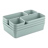 1x Schubladen-Organizer Set Aufbewahrungs-Box Einteiler Trenn-System verstellbar Utensilien Stauraum Wohn-Badezimmer Kunststoff pastell-grün