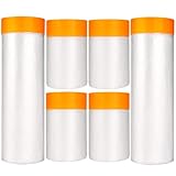 6 Rollen Abdeckfolie mit Klebeband,Transparent Malerkrepp mit Folie, Abdeckfolie Klebeband mit Folie, Selbstklebende Malerfolie Malerband zum Staubschutz(4PC 55 CM*20 M+2PC 150 CM*20M)
