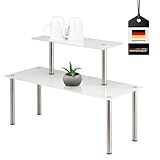 bremermann Glas-Regal, Küchenregal, mit Glasplatten und Edelstahlfüßen (Weiß)