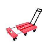 TOTIKI Sackkarre Klappbarer Handwagen Mit 6 Rädern, Trolley-Wagen Mit Dehnbarem Griff for Den Gepäcktransport Transportkarre(Rood,2inch)