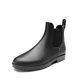 DREAM PAIRS Gummistiefel Herren Halbhoch Chelsea Boots Gummischuhe Herren Arbeitsschuhe Wasserdichte Stiefel,Size 44,Schwarz,SDRB2401M-E