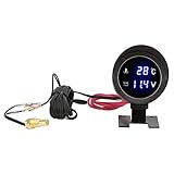 Runde Digitale Wassertemperaturanzeige, LED-Voltmeter, Hohe Leistung, Blaues Licht, Auto, Motorrad, ATV