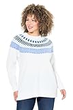 Ulla Popken Damen große Größen Übergrößen Plus Size Norweger-Pullover, Rundhals, Langarm, weicher Feinstrick