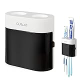 Zahnbürstenhalter für die Wandmontage mit 2 Zahnpastaspendern, 4 Haltern für Zahnbürsten Doppel-Zahnpastapresse-Set für Badezimmer mit staubdichter Abdeckung