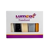 Dekozauber24 Fondant Multipack, 5 Farben, 100g Rollfondant pro Farbe, zum Dekorieren von Kuchen und Torten in weiß, schwarz, creme, silber und gelbgold (Basics)