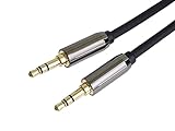 PremiumCord Stereo HQ-Klinkenkabel 3,5mm, Klinkenstecker 3,5mm, StereoJack Stecker auf Stecker, Aux Headset Audio Verbindungskabel, Geschirmt, Metallverbinder, M/M, Länge 1,5 m