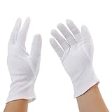Incutex 2 Paar Baumwollhandschuhe Handschuhe Baumwolle Trikot Handschuhe cotton gloves feuchtigkeitsspendende Handschuhe, Größe L, weiß