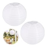 2 stück Papierlampenschirm Rund, Lampions Weiß für Kreative Diy-Projekte und Party Garten Hochzeit Dekoration (20 cm, 8')