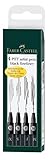 FABER-CASTELL 167115 - Tuschestifte Pitt Artist Pen, 4er Packung, Inhalt: M, F, S, XS, schwarz