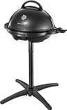 George Foreman Grill 2in1 Elektrogrill [Testsieger]: Standgrill & Tischgrill (Innen- & Außennutzung, Balkon & Küche, Ø44,5cm, Temperaturanzeige, Fettauffangschale, 2400W) Kugelgrill 22460-56, Schwarz