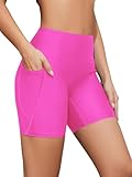 SHEKINI Damen Badeshorts Hohe Taille Badehose Schnell Trocknendes Sporty Kurze Leggings Bikinihose Radlerhose Schwimmhose Strandhose（XXL，Fluoreszierendes Rosa）