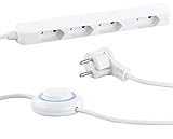 revolt schmale Steckdosenleiste: Extraschmale 4-fach-Steckdosenleiste für Eurostecker, mit Fußschalter (schmale Steckdose, Steckdosenleiste schmaler Stecker, Mehrfachsteckdose schmalem)