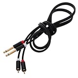 Mikinona Stereo Audiokabel Dual Dual Klinkenstecker Abgeschirmt für Signalübertragung Aluminiumlegierung Gehäuse für Mixer Hifi Anlagen