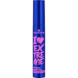 essence I LOVE EXTREME volume mascara waterproof, Schwarz, langanhaltend, volumengebend, schwunggebend, intensiv, vegan, wasserfest, ohne Mikroplastikpartikel, Nanopartikel frei, 1er Pack (12ml)