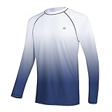 Huayuzh Herren-Badeoberteil, Rashguard, langärmelig, LSF 50+, schnell trocknend, atmungsaktiv, Laufen, Sport, UV-Sonnenschutz, Schwimm-Shirts, 2-weiß Farbverlauf Navy, 5X-Large