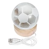 SOIMISS Fußball Kristallkugel Nachtlicht mit LED und Holzsockel USB Betrieben Fernbedienung als Kinderzimmer Dekoration für Jungen und Mädchen Perfektes Geburtstagsgeschenk