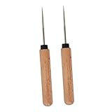Fenteer 2-teiliges Set Ledernähahlen mit Holzgriff, tragbares, rutschfestes Werkzeug zum Reparieren von Sohlen und für Handnähte.