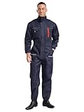 MSemis Herren Arbeitsoverall Reflektierendes Band Arbeitsanzug Stehkragen Langarm Jumpsuits mit Reißverschluss Arbeitskleidung Navy blau 4XL