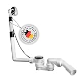 AQUADE Ab und Überlaufgarnitur Badewanne 40/50 mm - Badewannen Ablaufgarnitur Chrom Komplettset mit Excenter Geruchsverschluss Badewannenüberlauf Abdeckung und Siebeinsatz