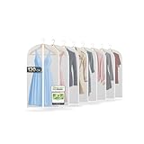 FiRiO® 8 x Premium Kleidersäcke mottensicher, atmungsaktiv & wasserfest - Transparente Kleiderhülle für Anzug, Hemd & Co - Kleidersäcke mit Reißverschluss - Kleiderschutzhüllen - Größe: 120x60cm