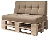 sunnypillow Palettenkissen Kaltschaum Palettenauflage Palettenpolster Palettensofa Sitzkissen Rückenlehne gesteppt 2er Set Sand