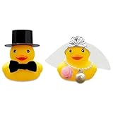 2 Stück Hochzeit Deko Quietscheente, Gummienten für Braut & Bräutigam, Gummienten Hochzeitsgeschenk Lustig für Hochzeitsgeschenk, Auto Deko Hochzeit, Party Dekoration, Souvenir