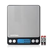 GRIFEMA Küchenwaage Digitale Profi (Hochpräzise 0.01g-500g)- Feinwaage mit LCD Display und 2 Batterien, Briefwaage Abstellautomatik und Tara, Kitchen Scale Klein mit 6 Maßeinheit