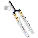 FKXSXAZ AuroraXQ 26/27,5/29' Mountainbike-Luftfedergabel, 140 mm Federweg, Weiß, gerade/konisch 1-1/8', Scheibenbremsaufnahme 9 mm, kompatibel mit 1,5-2,4' Reifen für MTB AM XC