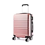 Kono Koffer Groß Leicht Hartschalenkoffer Trolley Reisekoffer mit 4 Rollen und TSA Schloss, 74x48x30cm, 94Liter, Zwillingsrollen Rollkoffer, ABS Hartschale (Rosegold, XL)