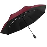 Klappende Regenschirme Automatische Regen Sonnenbeschichtung Parasol Falten Sie große windprofessionelle Männer (Rojo)