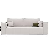 GREKPOL Schlafsofa mit Bettkasten 240x105 - Cord Beige Sofa mit schlaffunktion - Couch mit Schlaffunktion- 3 Sitzer - Wohnzimmer Couch - Schlafcouch