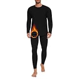 AKKQHH Thermo Unterhosen Herren Lange Warm Thermohose Männer Thermounterwäsche Winter Skiunterwäsche Fleece Funktionsunterwäsche Unterwäsche Hose(Schwarz-1,L)