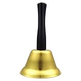 TOAOB Handglocke Klassische Hand Glocke Gold Holzgriff Tischglocke Service Bells Handklingel Rezeptionsglocke für Schule Abendessen am Empfang Hotelservice Meditationsgebet