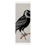 Winterschal mit Quasten, Vintage-Stil, ästhetische Raben-Illustration, bedruckt, modisch, Kaschmir-Gefühl, Damen-Schal, lange Deckenschal, Pashmina-Schal, 200 x 70 x 70 x 7 cm
