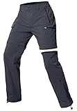 Cycorld Damen-Wanderhose-Zip-Off-Trekkinghose, Atmungsaktiv Wanderhose Damen Schnell Stretch Trekkinghose Abnehmbar Zip Off Outdoorhose Sommer Hiking Pants Funktionshose (Grau, M)