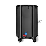 Faltbare Regentonne, Regenwassersammler für den Außenbereich, Schwarz - Regenwassersammel- und -speicherbehälter mit Wasserhahn, mobilem Gestell, Filter und seitlichem Wasserhahn(144L)