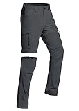 Vzteek Herren Wanderhose Zip Off Trekkinghose Outdoorhose Sommer Softshell Stretch Hose Kurz für Wandern,Abnehmbar,Baggy,Fahrrad,arbeits(DKgrey03,3XL)