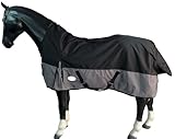 eQuitack Your Passion Is Our Mission Outdoor Winterdecke Turnout 100% Wasserdicht 600D 50G Fulling Highneck Multi Farbe Schwarz/Grau - 155cm