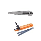 Colorus Cuttermesser Alu Druckguss 9mm inkl. 10 Ersatzklingen | Aluminium Cutter mit 9mm Abbrechklinge | Mini Teppichmesser inkl. 10 Ersatzklingen im praktischen Spender | Paketmesser Universalmesser