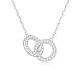 TempBeau Halskette Damen Gold Kette Silber - 14K Vergoldet Halsketten für Frauen, Weißgold Plattiert Damen Kette mit Zirkonia für Muttertag Geburtstag Jahrestag (B Silber)