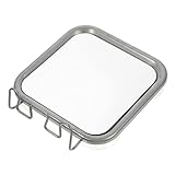 Yardwe Hook Kosmetikspiegel für Herren, Rasierspiegel, Anti-Beschlag-Spiegel für Dusche, quadratisch, silberfarben