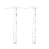 T Square,2 PCS T-Form-Lineal Kunststoff T-Quadrat Klar T-Lineal Transparent T Lineal 12 Zoll/30 cm Messwerkzeug mit Doppelseitiger Skala zum Zeichnen und für allgemeine Layoutarbeiten