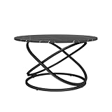 Vicco Couchtisch Calgary, Schwarz/Schwarzer Marmor, 79.5 x 62 cm mit große Arbeitsfläche