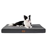 BEDSURE orthopädisches Hundebett Grosse Hunde - 112x81x7.6cm Hundekissen flauschig Hundematte waschbar Hundematratze in dunkelgrau für große Hunde