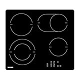 WEHIMO Glaskeramikkochfeld 4 platten, Glaskeramikkochfeld 60cm, 7200W, 4 Kochzonen mit dualkochzone, 9 Stufen, Kindersicherung, Timer, Einbau Rahmenlos Keramikkochfeld, Geeignet für Alle Töpfe